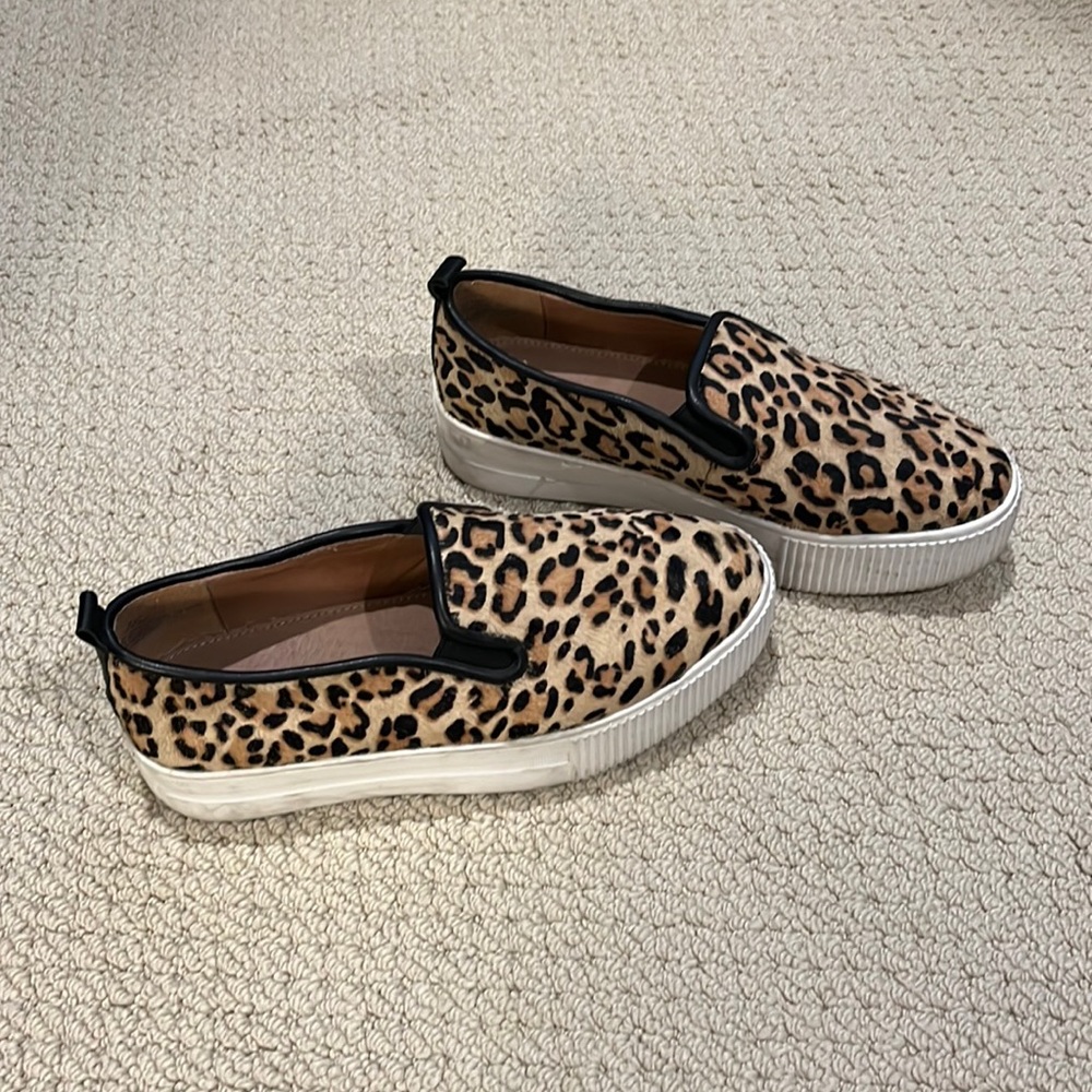 Halogen leopard platform slip on